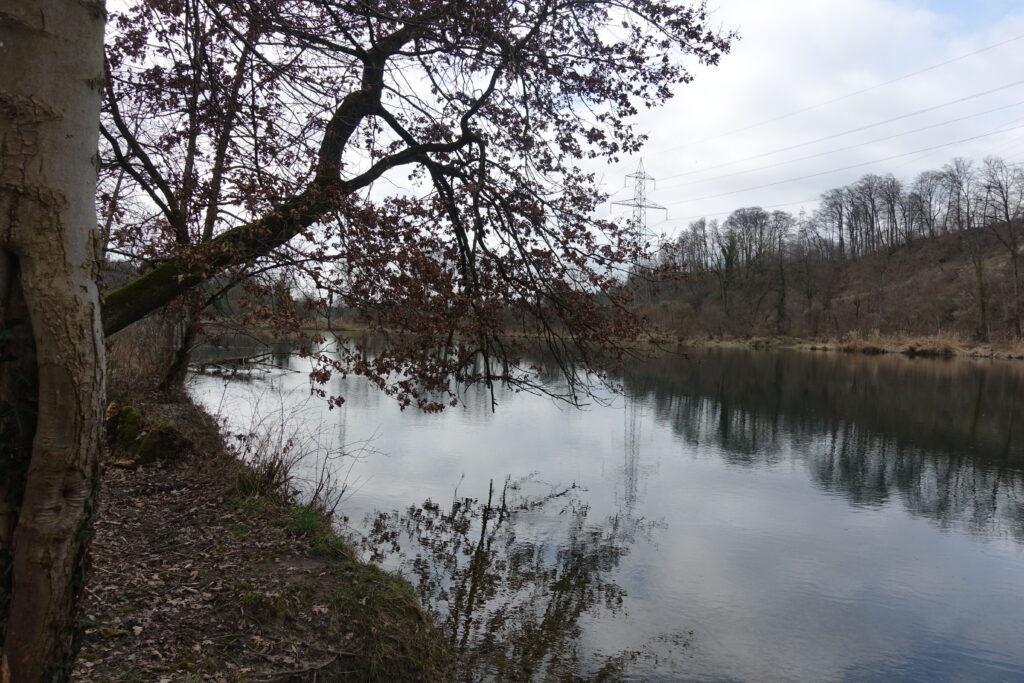 Bild 3: Der Aare nach. Immer wieder schöne Aussichten. Auch wenn man oft nicht weit von bewohntem Gebiet weg ist, gibt es viele schöne Ausblicke.